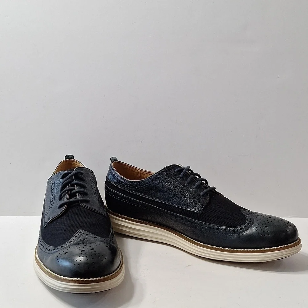 Cole Haan Men's Preppy Whiskey Navy Leather Tucker Oxford II Shoes Size 8.5